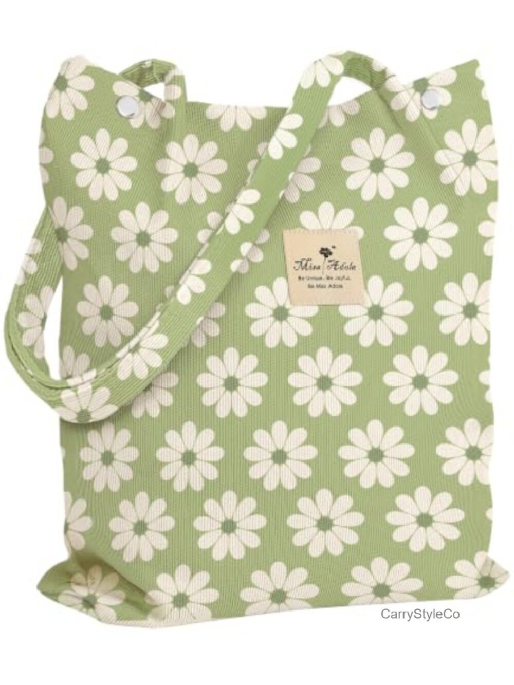 Corduroy Tote Bag Large Capacity Shoulder Bag Buckle Closure